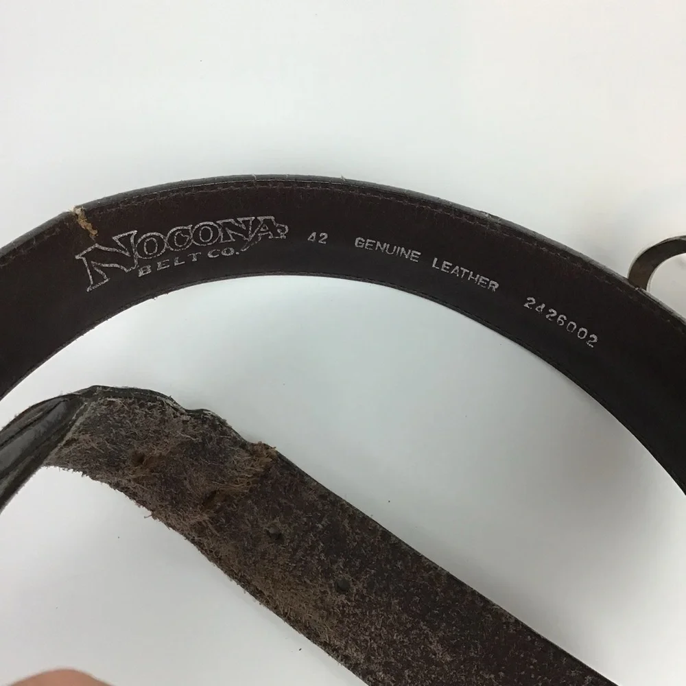 Genuine Vintage Nocona Belt size 42 Genuine Leather 2 Tone Brown Rustic